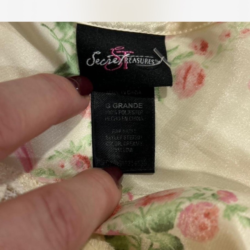 Y2K Fairy Satin Floral Slip Dress with Lace & Ribbon Details Size Large - Picture 3 of 6